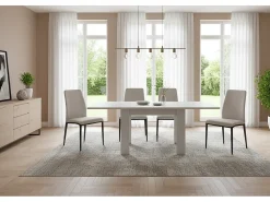 Dmora Mesa extensível Otto, Consola auxiliar de cozinha, Mesa extensível, 100% Fabricado em Itália, 90x90h75 cm, Lariço brilhante Branco
