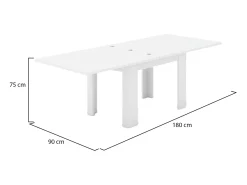 Dmora Mesa extensível Otto, Consola auxiliar de cozinha, Mesa extensível, 100% Fabricado em Itália, 90x90h75 cm, Lariço brilhante Branco