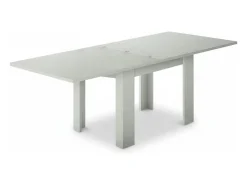 Dmora Mesa extensível Otto, Consola auxiliar de cozinha, Mesa extensível, 100% Fabricado em Itália, 90x90h75 cm, Lariço brilhante Branco