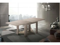 Dmora Mesa extensível Otto, Consola auxiliar de cozinha, Mesa extensível, 100% Fabricado em Itália, 90x90h75 cm, Olmo pérola^ Consola