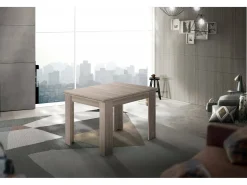 Dmora Mesa extensível Otto, Consola auxiliar de cozinha, Mesa extensível, 100% Fabricado em Itália, 90x90h75 cm, Olmo pérola^ Consola