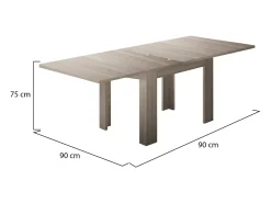 Dmora Mesa extensível Otto, Consola auxiliar de cozinha, Mesa extensível, 100% Fabricado em Itália, 90x90h75 cm, Olmo pérola^ Consola