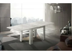 Hot Dmora Mesa extensível Otto, Consola auxiliar de cozinha, Mesa extensível, 100% Fabricado em Itália, 90x90h75 cm, Cimento Cinzento