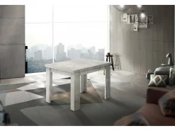Hot Dmora Mesa extensível Otto, Consola auxiliar de cozinha, Mesa extensível, 100% Fabricado em Itália, 90x90h75 cm, Cimento Cinzento