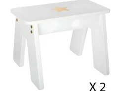 Mesa De Apoio|Atmosphera Mesa infantil com 2 bancos reversíveis, quarto, sala de jogos, branca Dourado