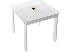 Mesa De Apoio|Atmosphera Mesa infantil com 2 bancos reversíveis, quarto, sala de jogos, branca Dourado