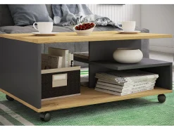 VCM Mesa lateral & mesa de café Stango Antracite/carvalho mel Dimensões aprox. A. 41 x L. 80 x P. 50 cm^ Mesa De Centro