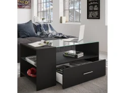Mesa De Apoio|VCM Mesa lateral & mesa de café Tindala Preto A. 45 x L. 100 x P. 50 cm Multicor
