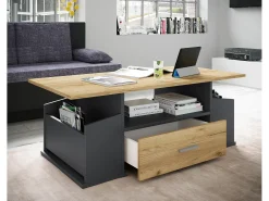 Mesa De Apoio*VCM Mesa lateral & mesa de café Junata Antracite/carvalho mel A. 44 x L. 110 x P. 52 cm Multicor