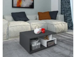 Mesa De Apoio|VCM Mesa lateral & mesa de café Sulas Antracite/branco A. 40 x L. 80 x P. 50 cm Preto / Branco
