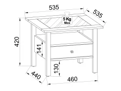 VCM Mesa lateral & mesa de café Lingis Carvalho mel A. 42 x L. 54 x P. 54 cm^ Mesa De Apoio