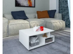 VCM Mesa lateral & mesa de café Sulas Branco A. 40 x L. 80 x P. 50 cm^ Mesa De Apoio