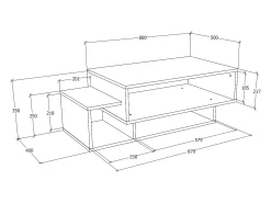Best VCM Mesa lateral & mesa de café Esila Branco/antracite A. 35 x L. 88 x P. 50 cm Multicor