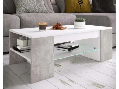 Outlet VCM Mesa lateral & mesa de café Tunas Óptica branca/concreta A. 35 x L. 100 x P. 50 cm Multicor