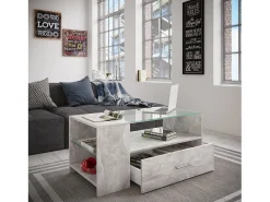 Mesa De Apoio*VCM Mesa lateral & mesa de café Tindala Óptica de concreto A. 45 x L. 100 x P. 50 cm Multicor