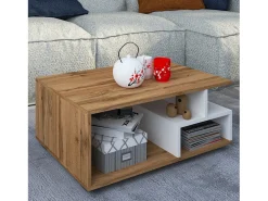 VCM Mesa lateral & mesa de café Sulas Carvalho de mel / Branco A. 40 x L. 80 x P. 50 cm^ Mesa De Apoio