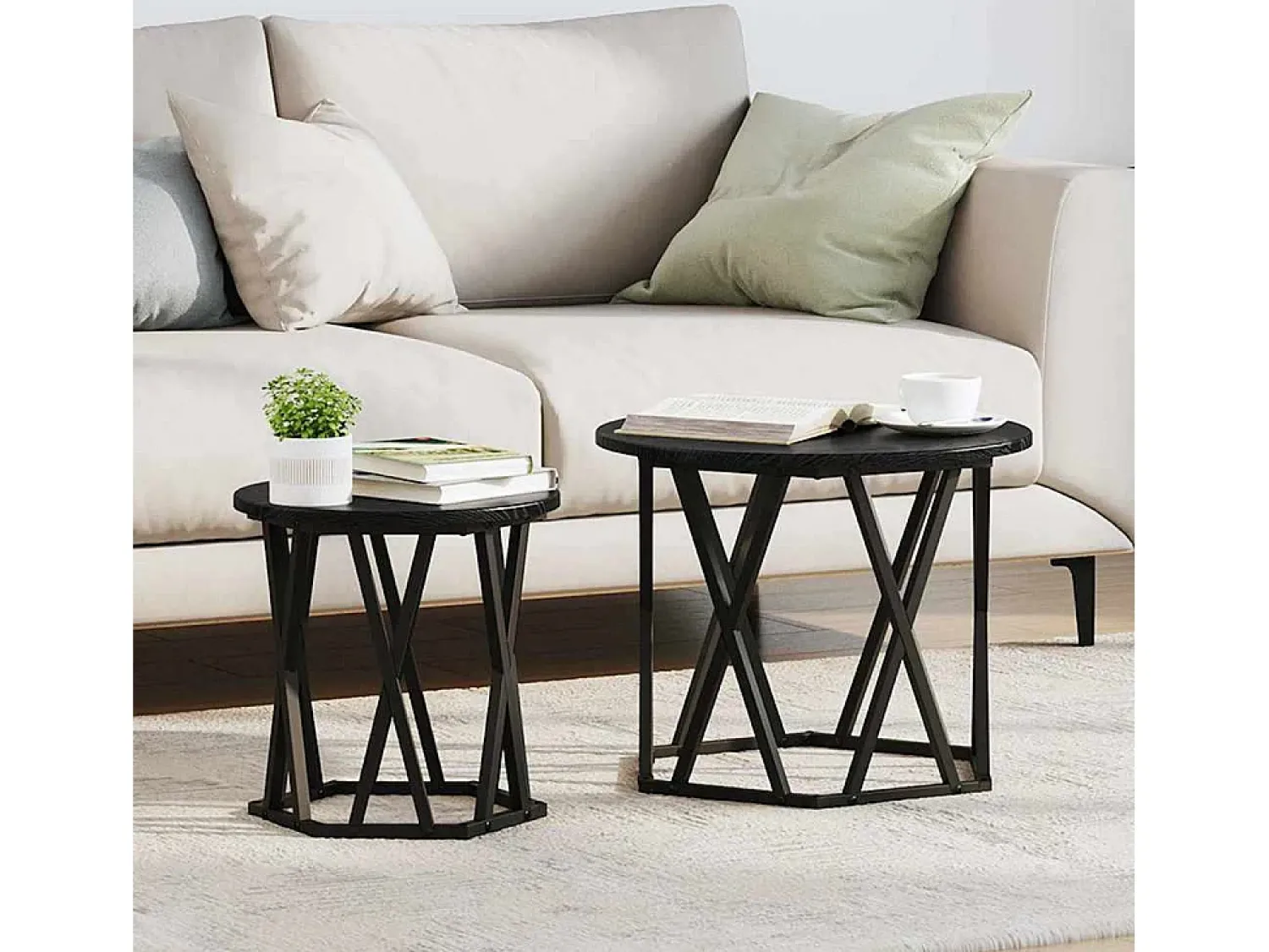 Mesa Lateral 2 pcs Carvalho 50x50x40 cm^ Mesa De Centro