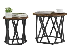 Mesa De Centro| Mesa Lateral 2 pcs Carvalho fumado 50x50x40 cm Castanho