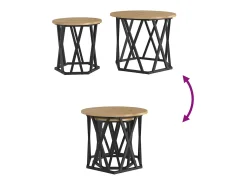 New Mesa Lateral 2 pcs carvalho artisiano 50x50x40 cm Castanho