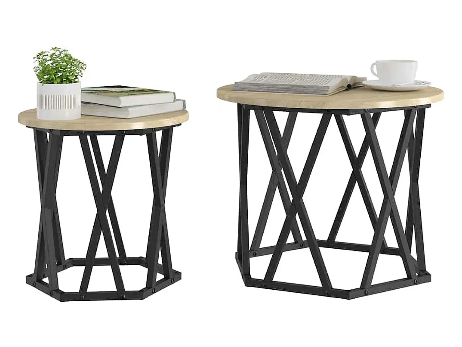 Mesa Lateral 2 pcs Carvalho sonoma 50x50x40 cm Castanho