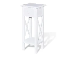 New vidaxl Mesa lateral com gaveta Branco