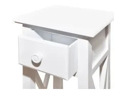New vidaxl Mesa lateral com gaveta Branco