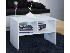 VCM Mesa lateral de madeira | mesa de café lisa | dimensões aprox. A. 40 x L. 63 x P. 30 cm | Mesa de estar | Mesa de centro - Nachto S (Branco)^ Mesa De Apoio