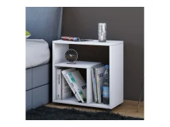 VCM Mesa lateral de madeira | Mesa de café simples | Dimensões A. 55 x L. 50 x P. 30 cm | Mesa de cabeceira | Mesa de Café - Zeito (Branco)^ Mesa De Apoio