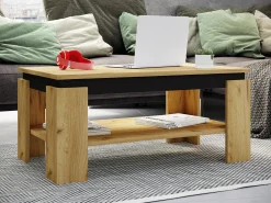 VCM Mesa lateral de madeira | mesa de café lisa | dimensões aprox. A. 41 x L. 90 x P. 53cm | Mesa de sala de estar | Sofabed - Rolas (carvalho de mel / preto)^ Mesa De Apoio