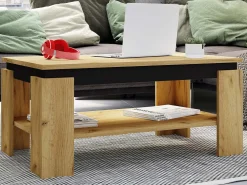 VCM Mesa lateral de madeira | mesa de café lisa | dimensões aprox. A. 41 x L. 90 x P. 53cm | Mesa de sala de estar | Sofabed - Rolas (carvalho de mel / preto)^ Mesa De Apoio