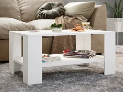 Online VCM Mesa lateral de madeira | mesa de café lisa | dimensões aprox. A. 55 x L. 90 x P. 41 cm | Mesa para sala de estar | Sofatics - Dalus (Branco) Multicor
