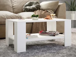 Online VCM Mesa lateral de madeira | mesa de café lisa | dimensões aprox. A. 55 x L. 90 x P. 41 cm | Mesa para sala de estar | Sofatics - Dalus (Branco) Multicor