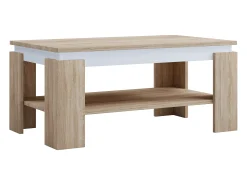 Hot VCM Mesa lateral de madeira | mesa de café lisa | dimensões aprox. A. 41 x L. 90 x P. 53cm | Mesa para sala de estar | Sofabed - Rolas (Sonoma oak / white) Multicor
