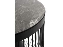 Mesa De Apoio| Mesa lateral de metal e mármore, cor preta Preto