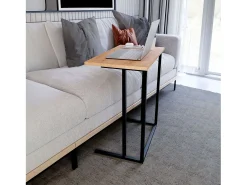 Mesa lateral de sala de estar em carvalho Safir 60x65x36 cm^ Mesa De Apoio