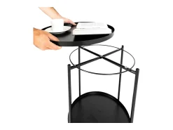 Mesa De Apoio| Mesa lateral em melamina/metal, cor natural, 42x52x42 cm Preto