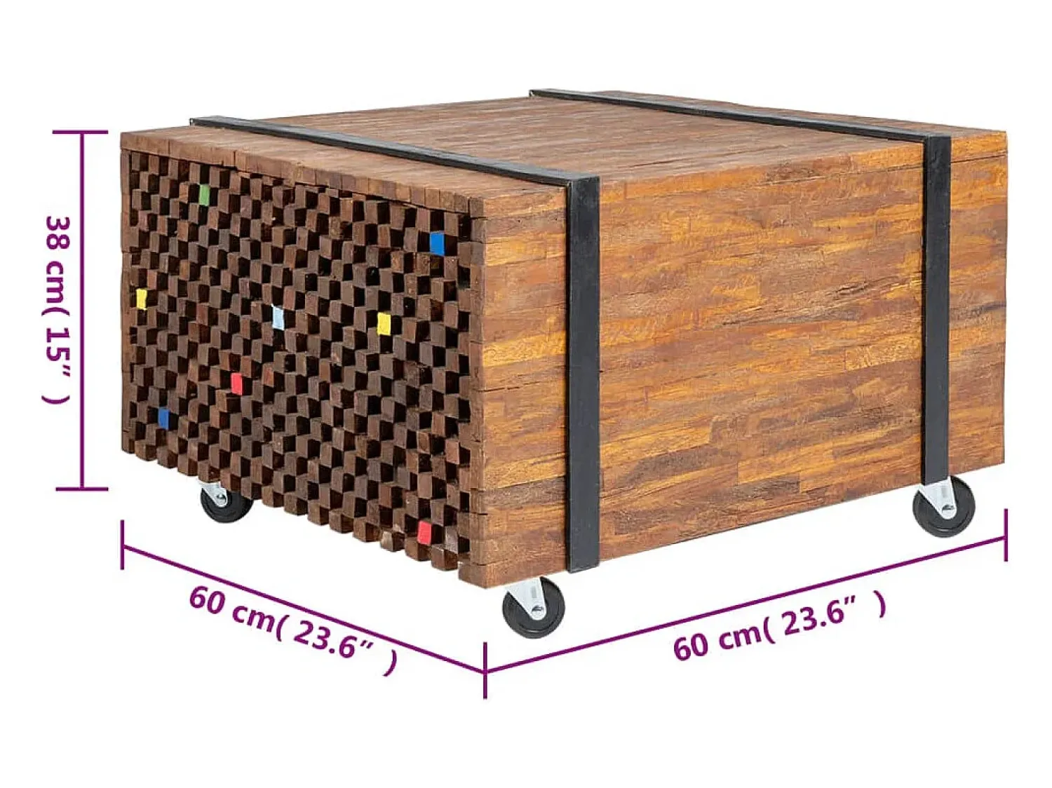 vidaxl Mesa lateral em teca 60x60x38 cm^ Mesa De Apoio