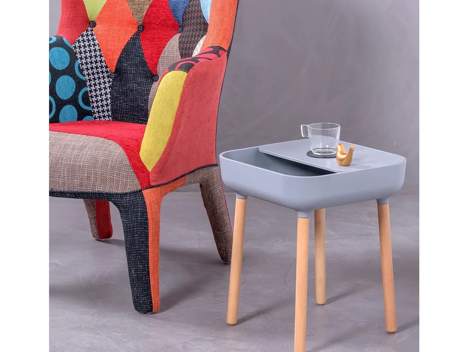 Best Nest Dream Mesa lateral estilo escandinavo - Pop - Cinza Cinzento
