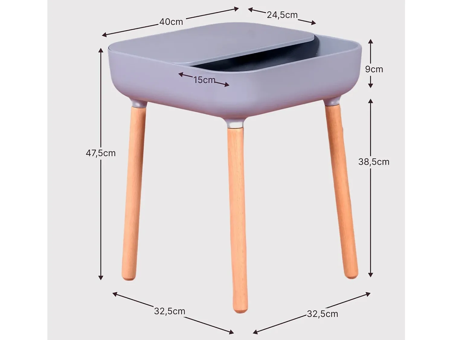 Best Nest Dream Mesa lateral estilo escandinavo - Pop - Cinza Cinzento