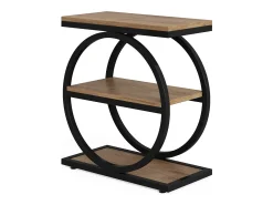Mesa De Apoio|Tribesigns Mesa Lateral Estreita com 3 Prateleiras para Armazenamento, Mesa Lateral Pequena Industrial para Sofá Natural claro