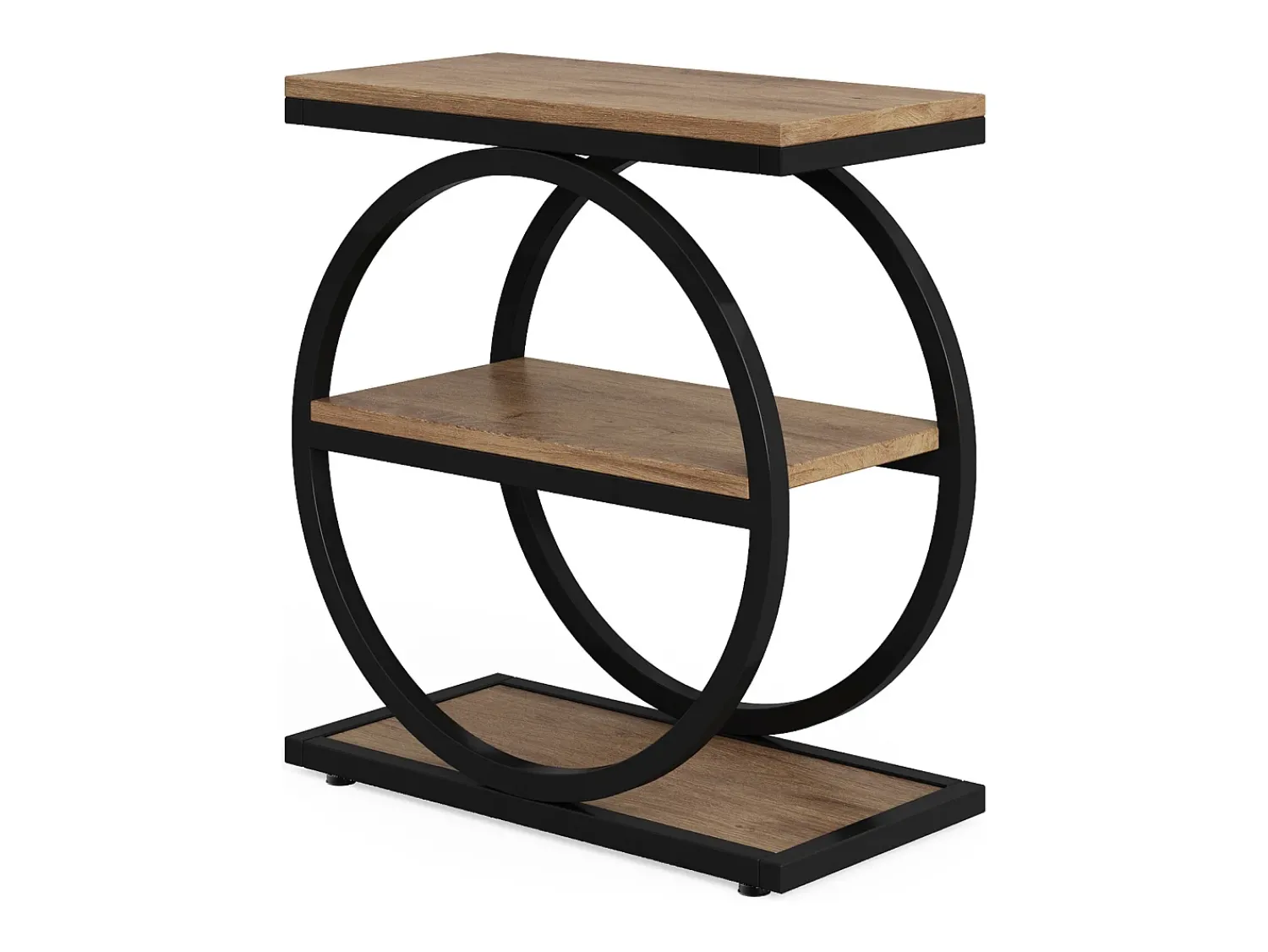 Mesa De Apoio|Tribesigns Mesa Lateral Estreita com 3 Prateleiras para Armazenamento, Mesa Lateral Pequena Industrial para Sofá Natural claro