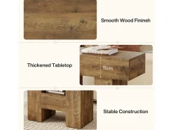 Mesa De Apoio*Tribesigns Mesa Lateral Estreita, Mesa Lateral de Sofá no Estilo Rural com Prateleira de Armazenamento de 2 Andares Castanho