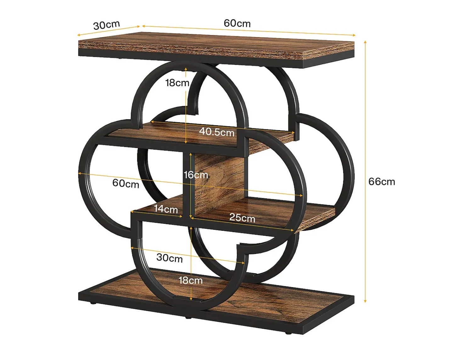 Mesa De Apoio|Tribesigns Mesa Lateral Estreita, Mesa Lateral de Madeira Pequena de 4 Andares com Moldura de Metal Curva Castanho