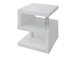 Mesa De Apoio|Vente-unique Mesa lateral iluminada LYLIA II em MDF laqueado com LEDs azuis. Branco