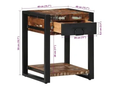 New vidaxl Mesa lateral 40x40x50 cm madeira maciça recuperada Multicor