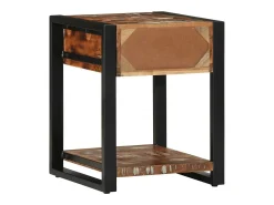 New vidaxl Mesa lateral 40x40x50 cm madeira maciça recuperada Multicor