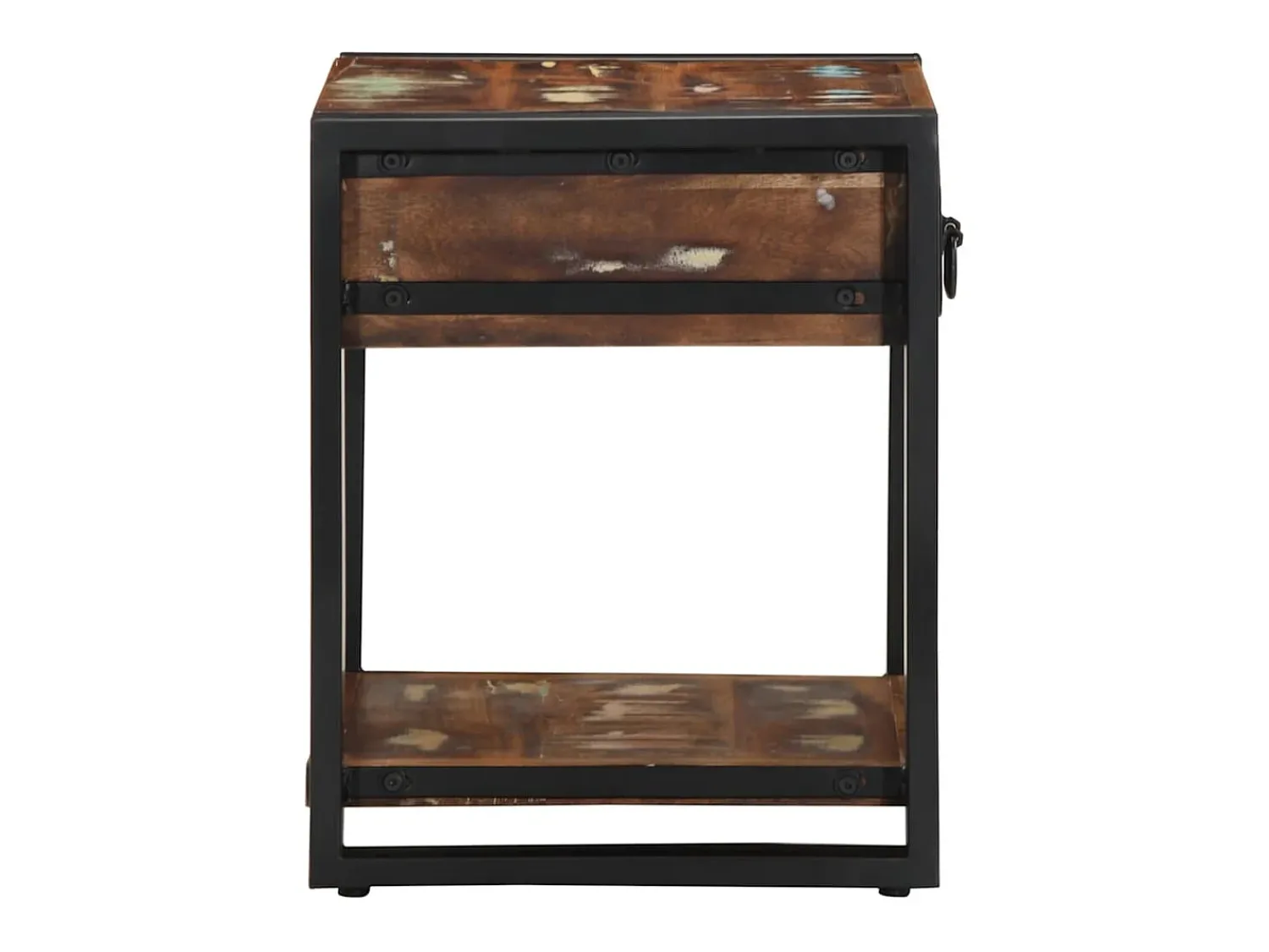 New vidaxl Mesa lateral 40x40x50 cm madeira maciça recuperada Multicor