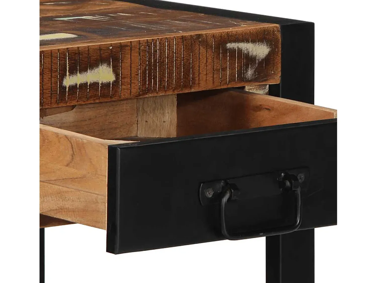 New vidaxl Mesa lateral 40x40x50 cm madeira maciça recuperada Multicor