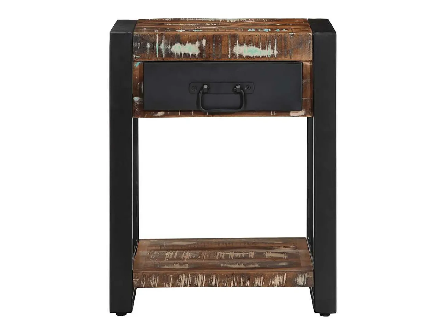 New vidaxl Mesa lateral 40x40x50 cm madeira maciça recuperada Multicor
