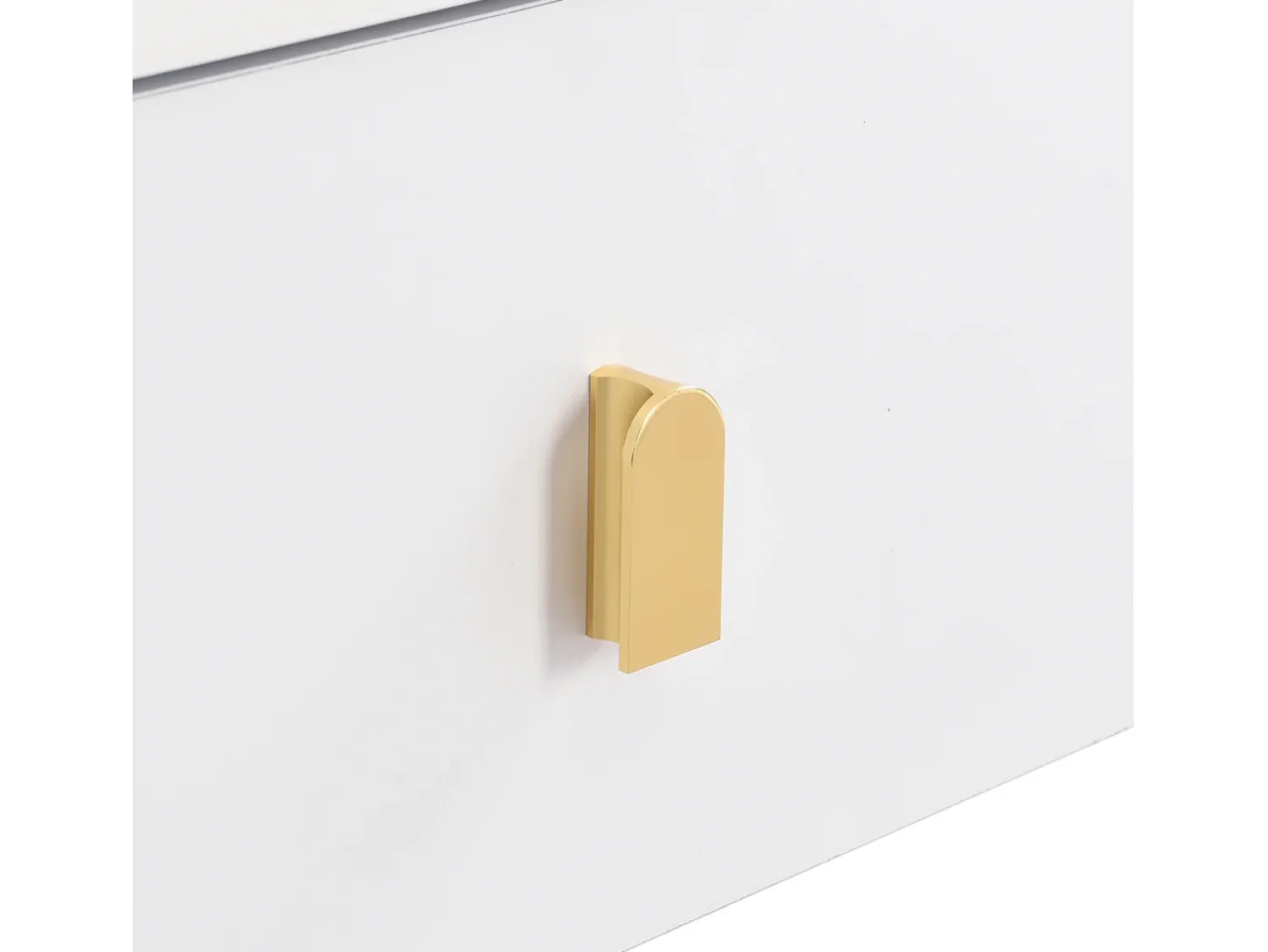 Mesa lateral para sala de estar com 2 gavetas, design curvo anticolisão, branca^ Mesa De Centro